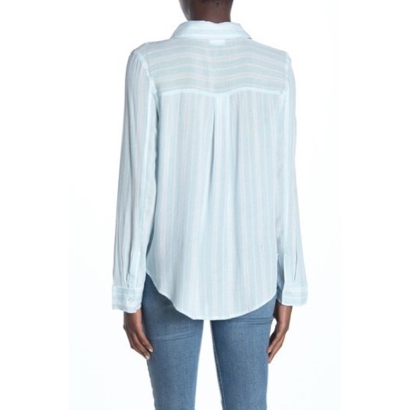 Abound Weekend Tie Front Button Down Shirt Light Blue Stripe Size Small NWOT - Picture 3 of 8